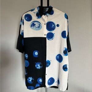 Whimsical graphic shirt dress